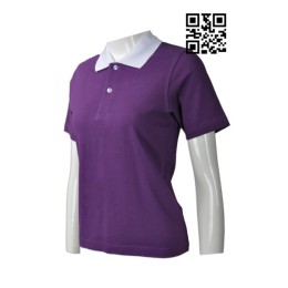 P744  訂造撞色領Polo恤   設計女款Polo恤  網上下單Polo恤 Polo恤製造商    紫色撞色領白色 P744  訂造撞色領Polo恤   設計女款Polo恤  網上下單Polo恤 Polo恤製造商    紫色撞色領白色